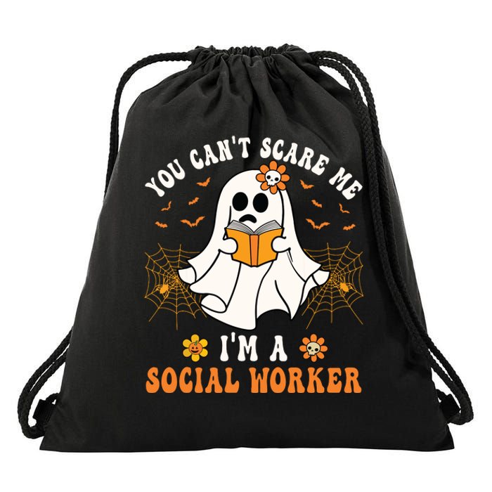 You Cant Scare Me Im A School Social Worker Halloween Drawstring Bag