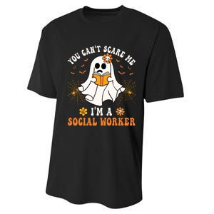 You Cant Scare Me Im A School Social Worker Halloween Performance Sprint T-Shirt