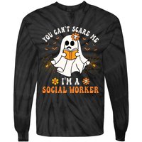 You Cant Scare Me Im A School Social Worker Halloween Tie-Dye Long Sleeve Shirt