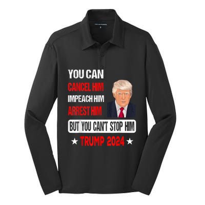 You Can't Stop Him Trump 2024 Pro Trump Silk Touch Performance Long Sleeve Polo