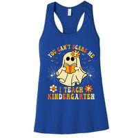 You CanT Scare Me I Teach Kindergarten Halloween Teacher Funny Gift Women's Racerback Tank