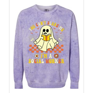 You Cant Scare Me Im A School Social Worker Halloween Colorblast Crewneck Sweatshirt