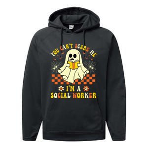 You Cant Scare Me Im A School Social Worker Halloween Performance Fleece Hoodie