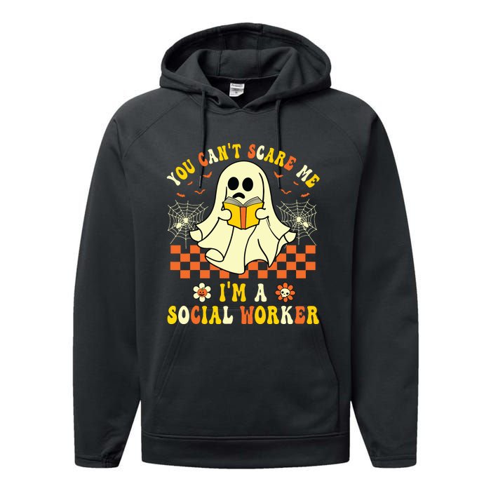 You Cant Scare Me Im A School Social Worker Halloween Performance Fleece Hoodie