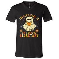 You CanT Scare Me IM A School Secretary Halloween Candy V-Neck T-Shirt