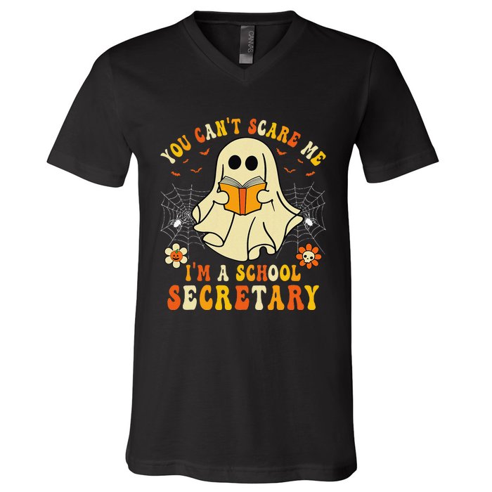 You CanT Scare Me IM A School Secretary Halloween Candy V-Neck T-Shirt