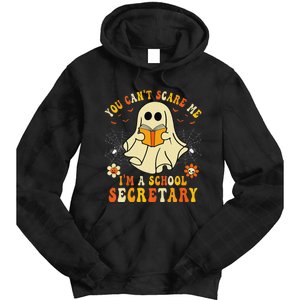 You CanT Scare Me IM A School Secretary Halloween Candy Tie Dye Hoodie