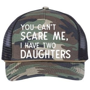 You Can't Scare Me I Have Two Daughters Fathers Day Gift Dad Retro Rope Trucker Hat Cap