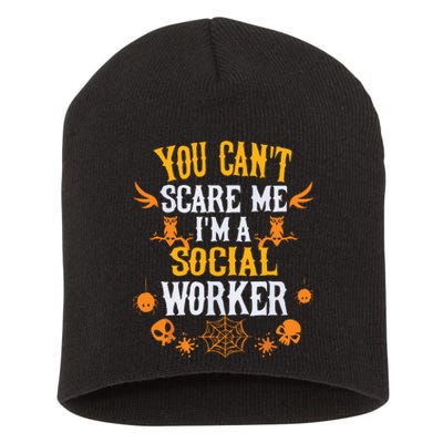 You Cant Scare Me Im A Social Worker Halloween Short Acrylic Beanie