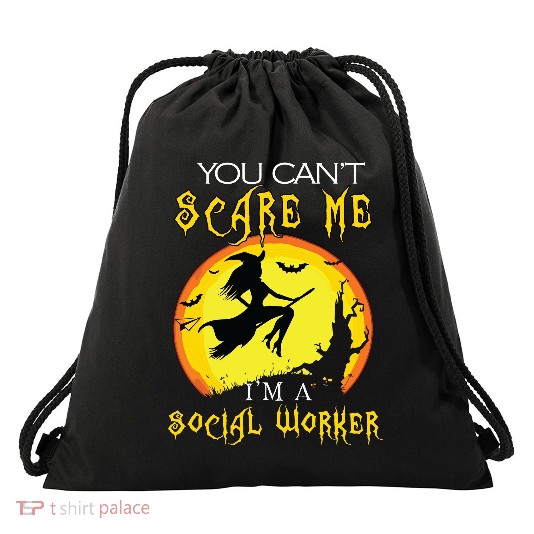 You Cant Scare Me Im Social Worker Halloween Costume Drawstring Bag