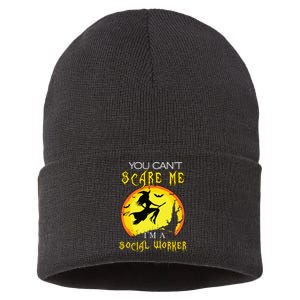 You Cant Scare Me Im Social Worker Halloween Costume Sustainable Knit Beanie