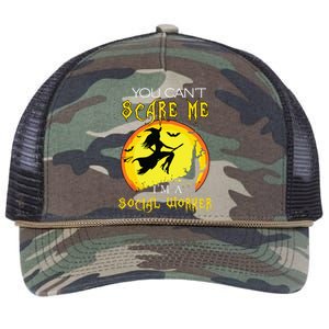 You Cant Scare Me Im Social Worker Halloween Costume Retro Rope Trucker Hat Cap