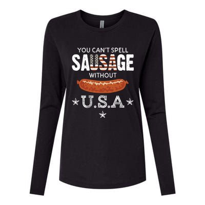 You Cant Spell Sausage Without Usa Funny Patriotic Great Gift Womens Cotton Relaxed Long Sleeve T-Shirt