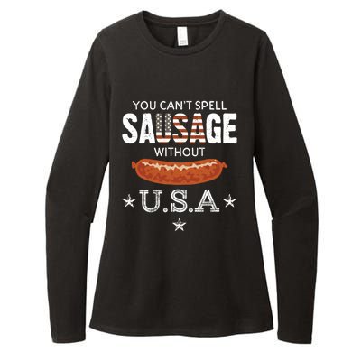 You Cant Spell Sausage Without Usa Funny Patriotic Great Gift Womens CVC Long Sleeve Shirt