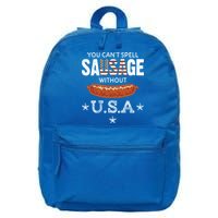 You Cant Spell Sausage Without Usa Funny Patriotic Great Gift 16 in Basic Backpack