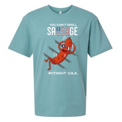 You Cant Spell Sausage Without Usa Funny Funny Gift Sueded Cloud Jersey T-Shirt