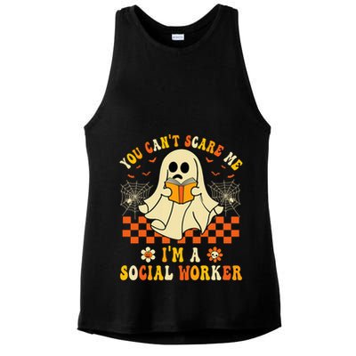 You CanT Scare Me IM A School Social Worker Halloween Ladies PosiCharge Tri-Blend Wicking Tank