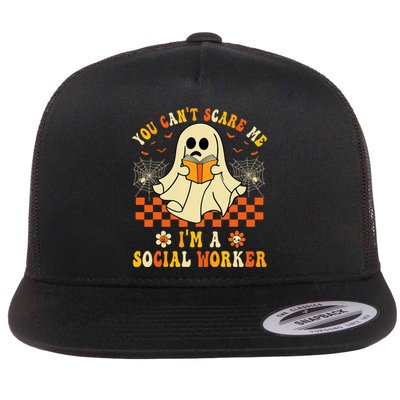 You CanT Scare Me IM A School Social Worker Halloween Flat Bill Trucker Hat