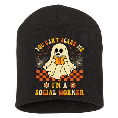 You CanT Scare Me IM A School Social Worker Halloween Short Acrylic Beanie