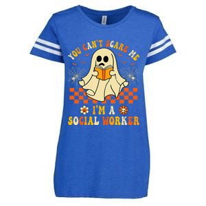 You CanT Scare Me IM A School Social Worker Halloween Enza Ladies Jersey Football T-Shirt