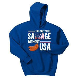 You Cant Spell Sausage Without Usa Patriot American Flag Gift Kids Hoodie