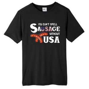 You Cant Spell Sausage Without Usa 4th Of July American Tall Fusion ChromaSoft Performance T-Shirt