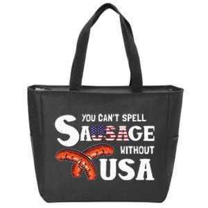 You Cant Spell Sausage Without Usa 4th Of July American Zip Tote Bag