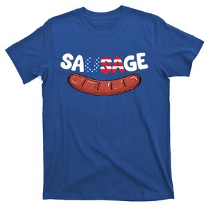 You Cant Spell Sausage Without Usa Patriotic American Flag Cute Gift T-Shirt