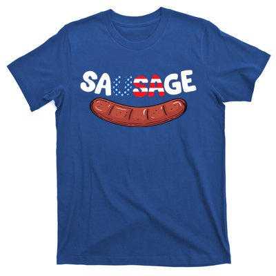 You Cant Spell Sausage Without Usa Patriotic American Flag Cute Gift T-Shirt