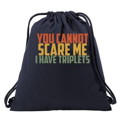 You Cannot Scare Me I Have Triplets Vintage Retro Father Day Drawstring Bag