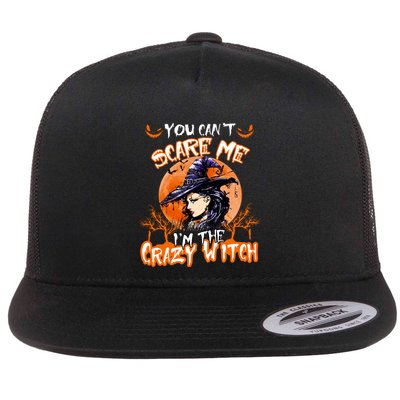 You CanT Scare Me IM The Crazy Witch Moon Witch Bat Gift Flat Bill Trucker Hat