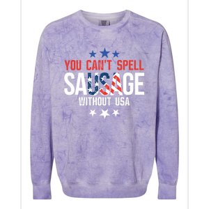 You Cant Spell Sausage Without Usa Gift Colorblast Crewneck Sweatshirt