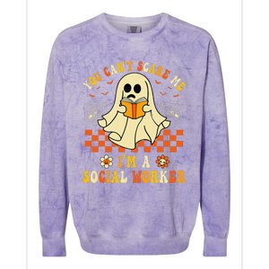 You CanT Scare Me IM A School Social Worker Halloween Colorblast Crewneck Sweatshirt