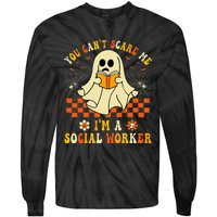 You CanT Scare Me IM A School Social Worker Halloween Tie-Dye Long Sleeve Shirt