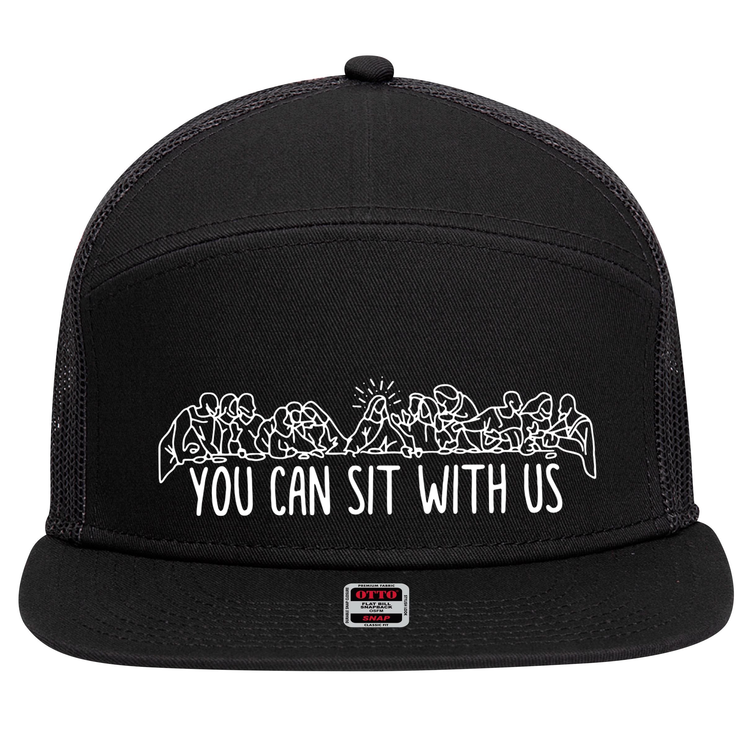 You Can Sit With Us Jesus And Twelve Apostles 7 Panel Mesh Trucker Snapback Hat