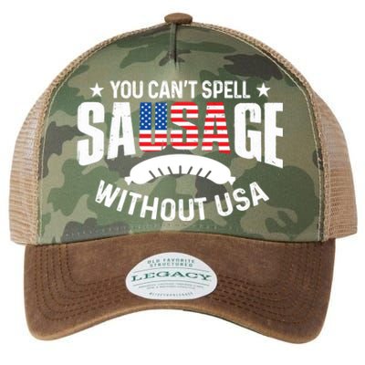 You Cant Spell Sausage Without Usa 4th July Gift Funny Gift Legacy Tie Dye Trucker Hat