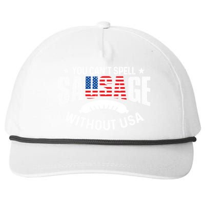 You Cant Spell Sausage Without Usa 4th July Gift Funny Gift Snapback Five-Panel Rope Hat