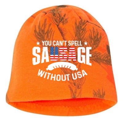 You Cant Spell Sausage Without Usa 4th July Gift Funny Gift Kati - Camo Knit Beanie