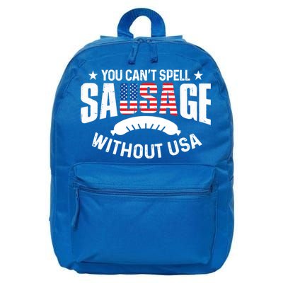 You Cant Spell Sausage Without Usa 4th July Gift Funny Gift 16 in Basic Backpack