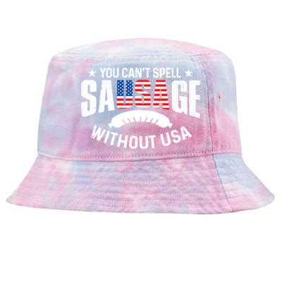 You Cant Spell Sausage Without Usa 4th July Gift Funny Gift Tie-Dyed Bucket Hat