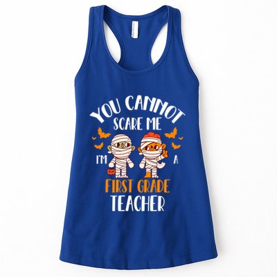 You CanT Scare Me IM A 1st Grade Teacher Cute Mummy Ghost Gift Womens Tank Top