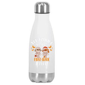 You CanT Scare Me IM A 1st Grade Teacher Cute Mummy Ghost Gift Stainless Steel Insulated Water Bottle