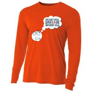 You Cant Spell Sausage Without Usa Wonder Funny Joke Cool Gift Cooling Performance Long Sleeve Crew