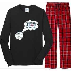 You Cant Spell Sausage Without Usa Wonder Funny Joke Cool Gift Long Sleeve Pajama Set