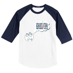 You Cant Spell Sausage Without Usa Wonder Funny Joke Cool Gift Baseball Sleeve Shirt