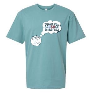 You Cant Spell Sausage Without Usa Wonder Funny Joke Cool Gift Sueded Cloud Jersey T-Shirt