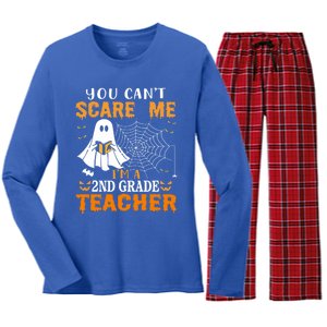 You CanT Scare Me IM A 2nd Grade Teacher Meaningful Gift Women's Long Sleeve Flannel Pajama Set 