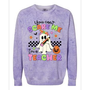 You Cant Scare Me IM A Teacher Halloween Colorblast Crewneck Sweatshirt