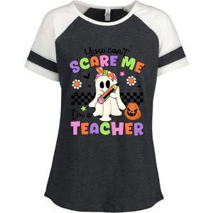 You Cant Scare Me IM A Teacher Halloween Enza Ladies Jersey Colorblock Tee