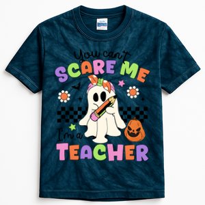 You Cant Scare Me IM A Teacher Halloween Kids Tie-Dye T-Shirt